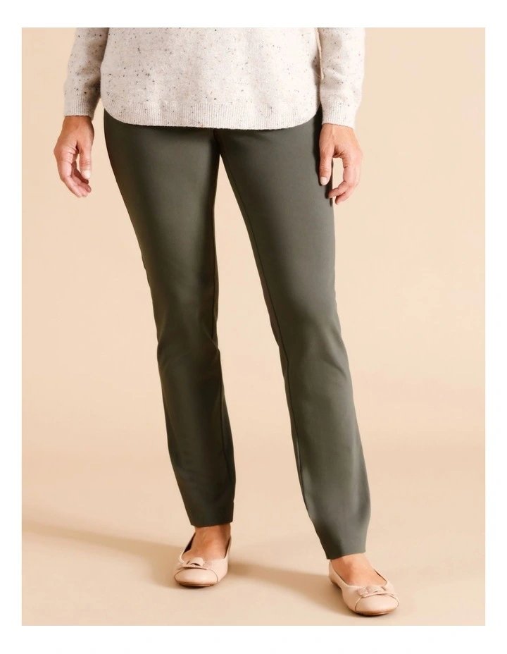 Organic Cotton Blend Wardrobe Staple Slim Full Length Pant In Khaki