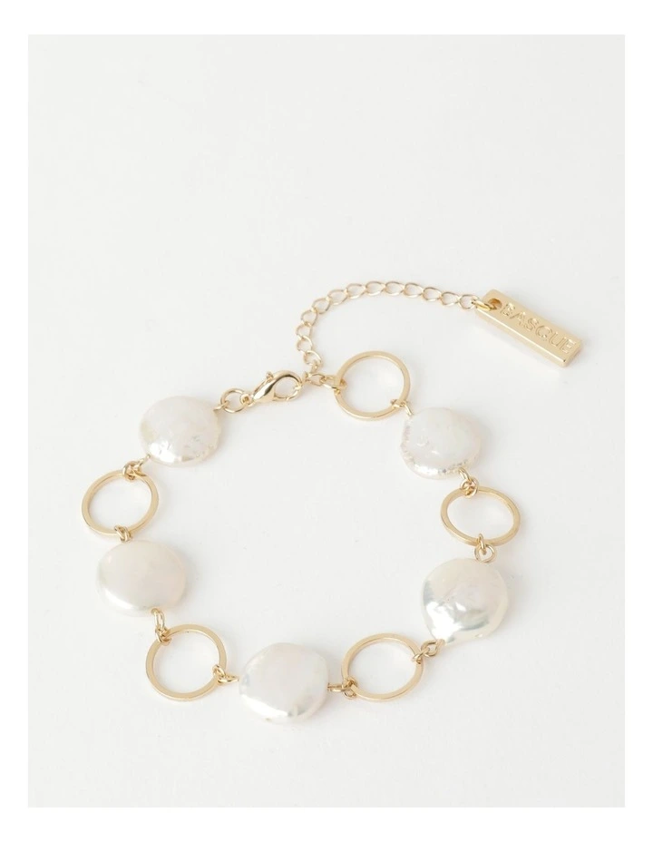 Flat Pearl Chain Bracelet in Gold