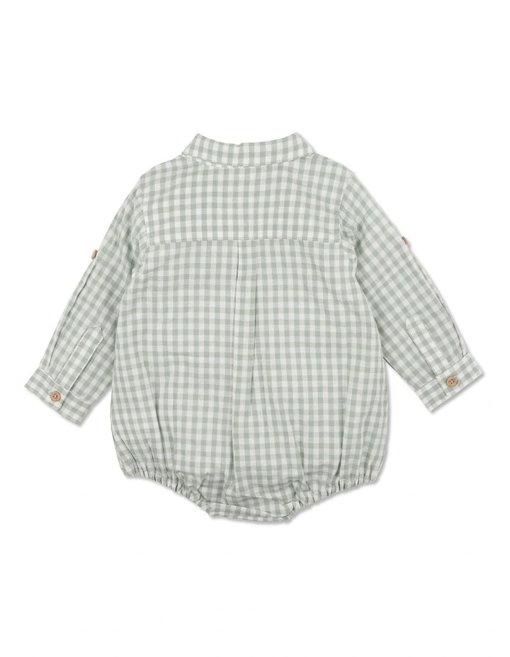 Jude Gingham Shirt Bodysuit in Fern