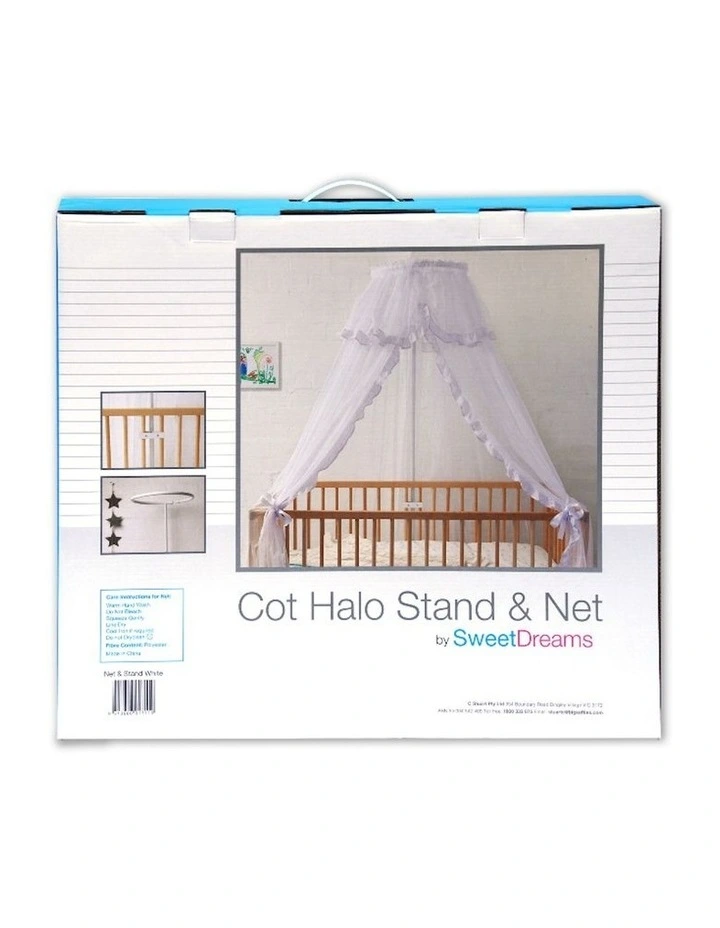 Cot Halo Stand And Net in White