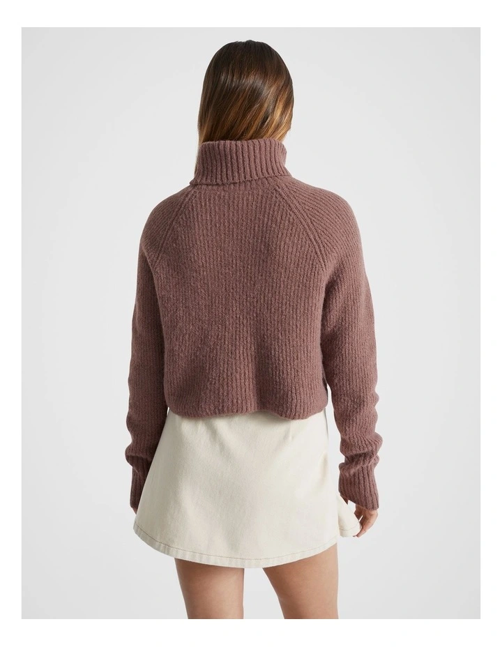 High Neck Crop Knit in Cocoa