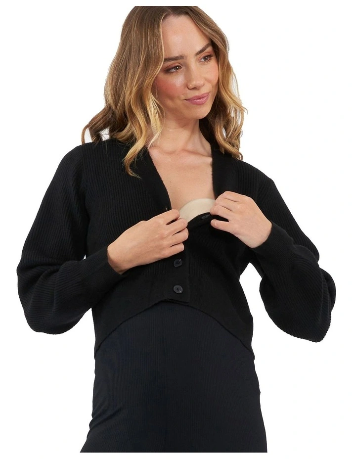 Tiffany Crop Knit Cardigan in Black