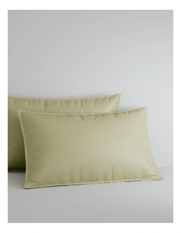 Bayley Washed Percale Pillowcase Pair in Soft Fern