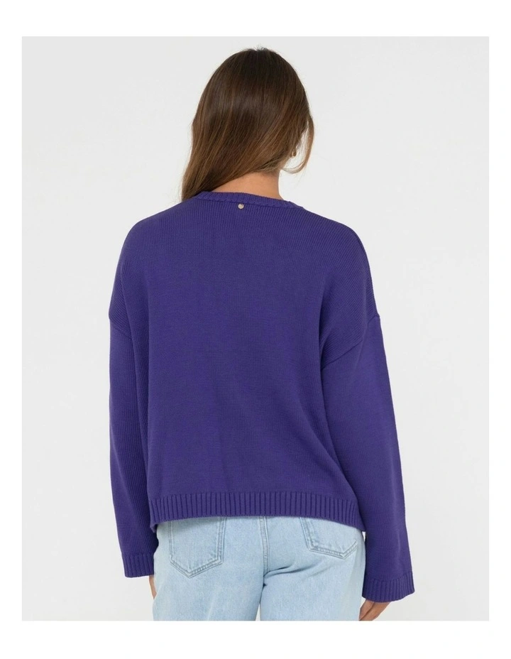 Rider Relaxed Crew Neck Knit in Purple