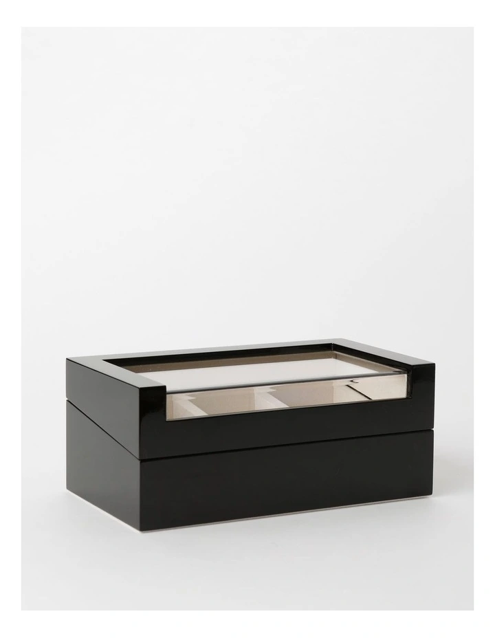 3 Compartment Watch Box in High Gloss Black