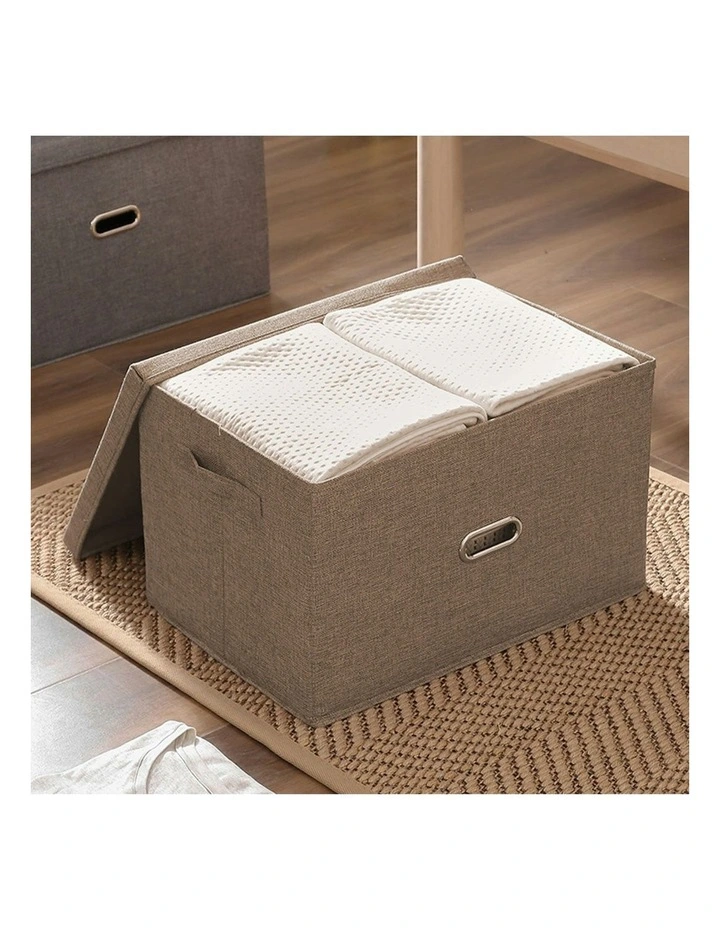 Super Large Foldable Canvas Storage Box in Coffee