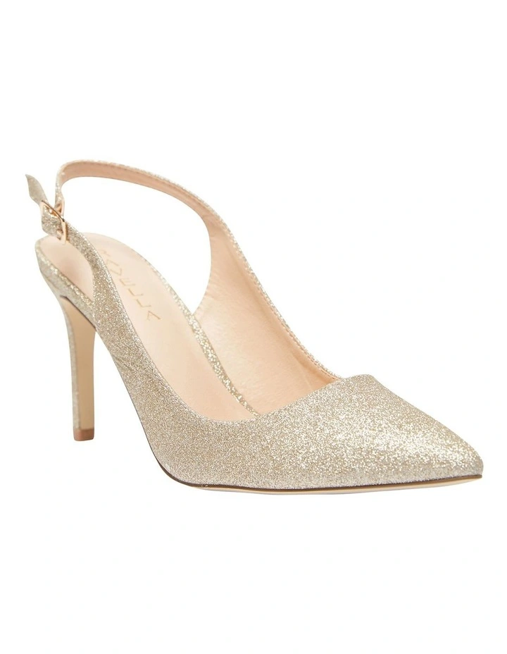 Whiz Heeled Shoes In Gold Glitter