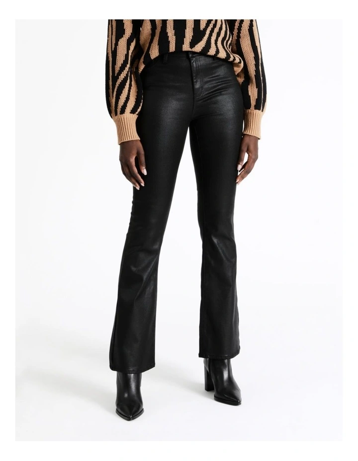 Coated Denim Bootleg Jean in Black