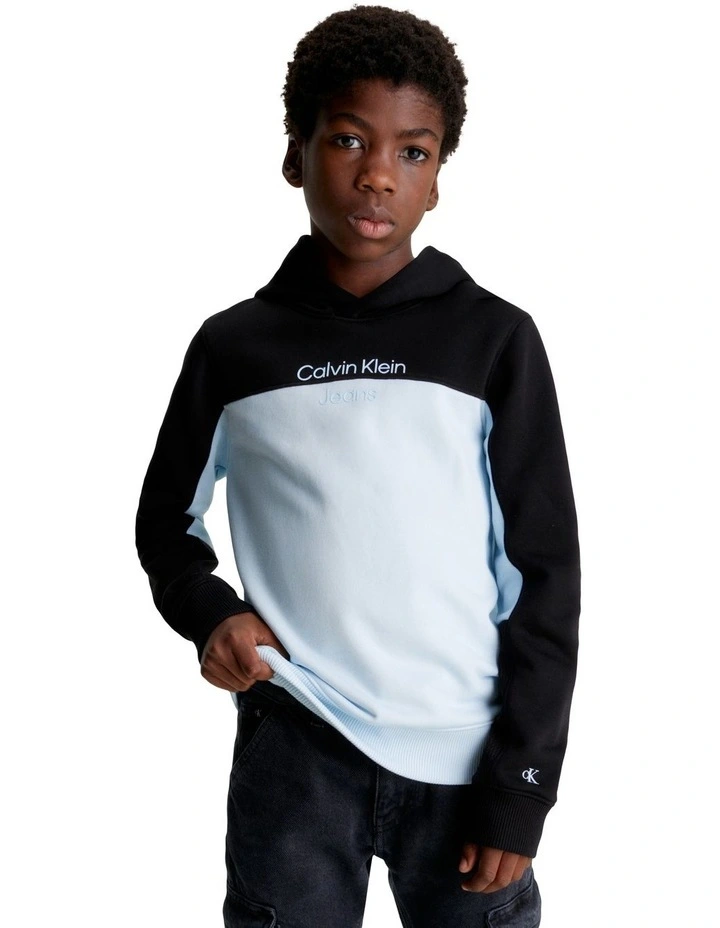Terry Color Block Regular Hoodie in Keepsake Blue