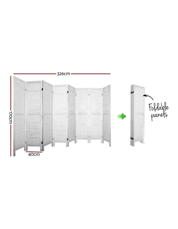 8 Panel Room Divider Screen 326x170cm in Louver White