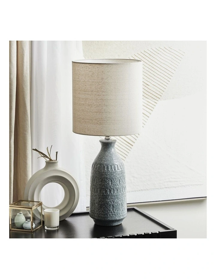 Alanya Modern Ceramic Table Lamp 66cm in Sea Green/Cream