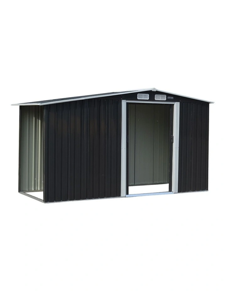 Garden Shed with Semi-Close Storage 4x8ft in Black