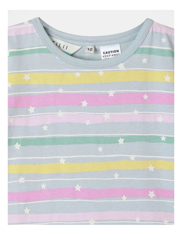 Stars And Stripes Pyjama Set in Dusty Blue