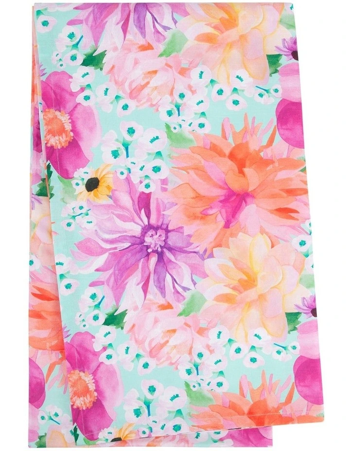 Teas & C's Dahlia Daze Cotton Rectangular Tablecloth 270x150cm in Multi