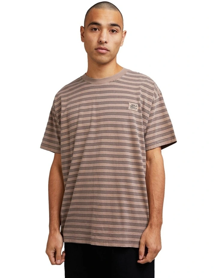Overdyed Stripe Tee in Mushroom