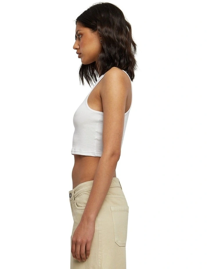 Cropped Rib Top in White