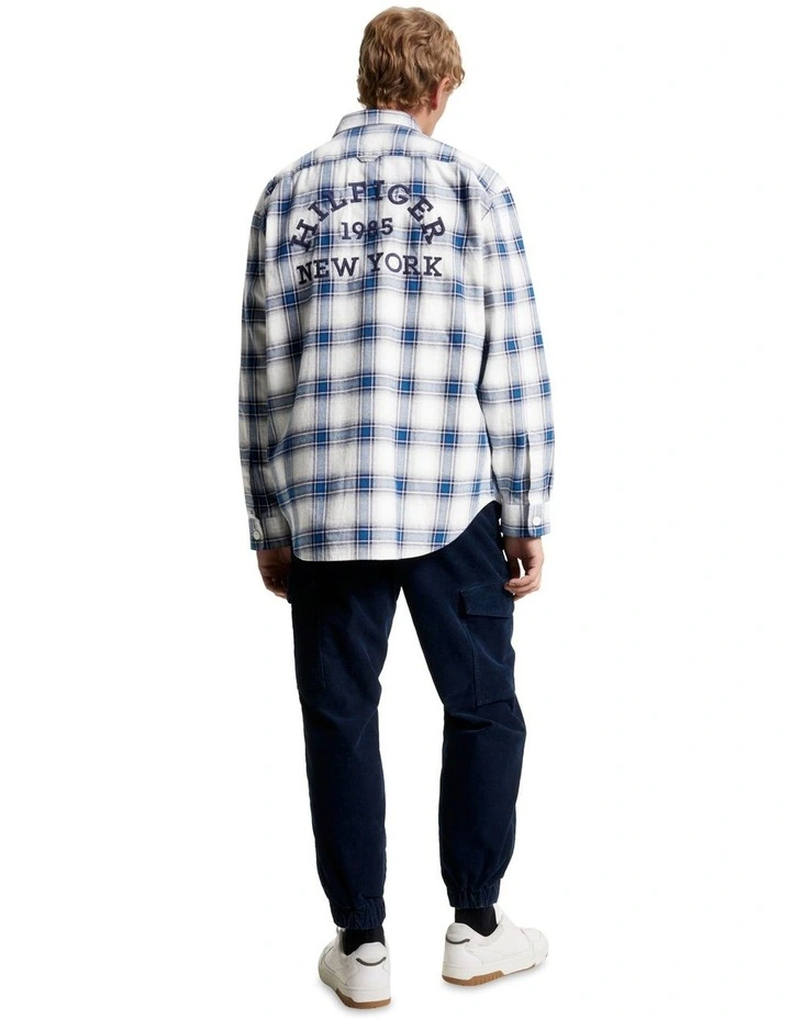 Shadow Check Overshirt in Navy