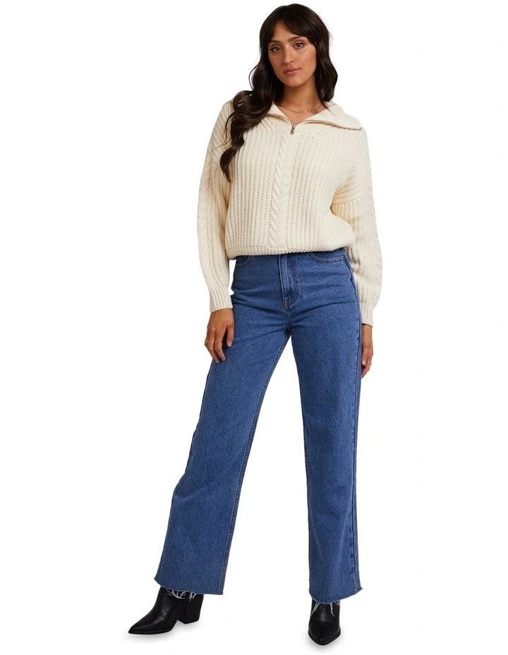 Dahlia 1/4 Zip Knit in Vintage White