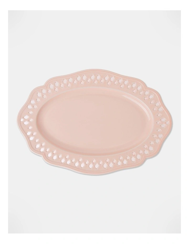 Breton Oval Platter Scalloped Edge in Pink
