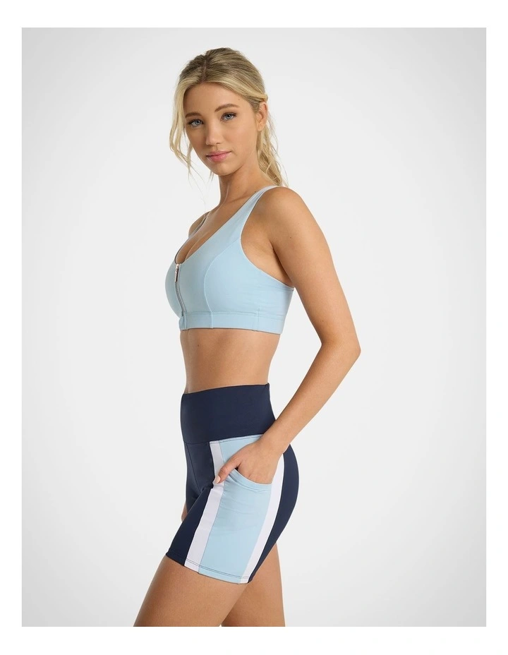Energies Zip Medium Impact Sports Bra in Icy
