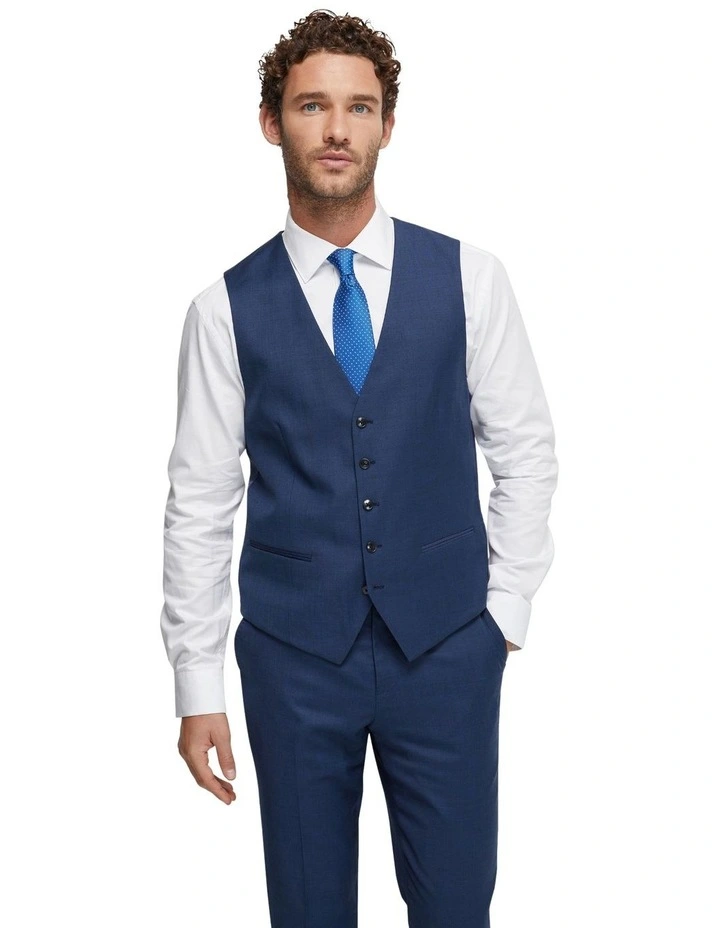 Butterworth Wool Suit Waistcoat in Blue