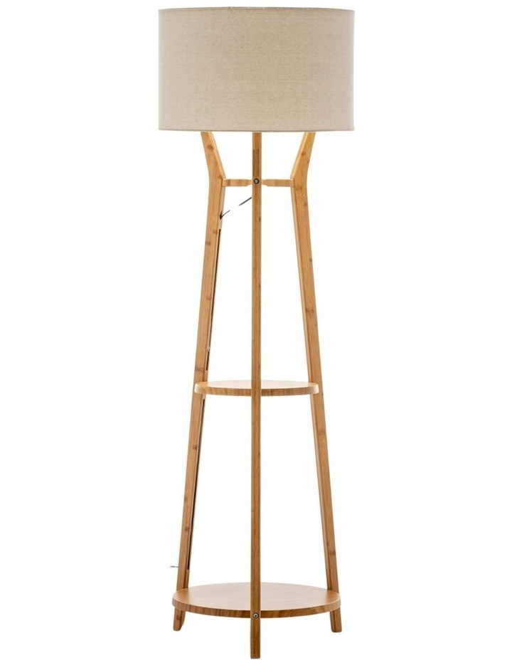 Bamboo Wooden Tripod Floor Lamp Light 168cm Linen Shade