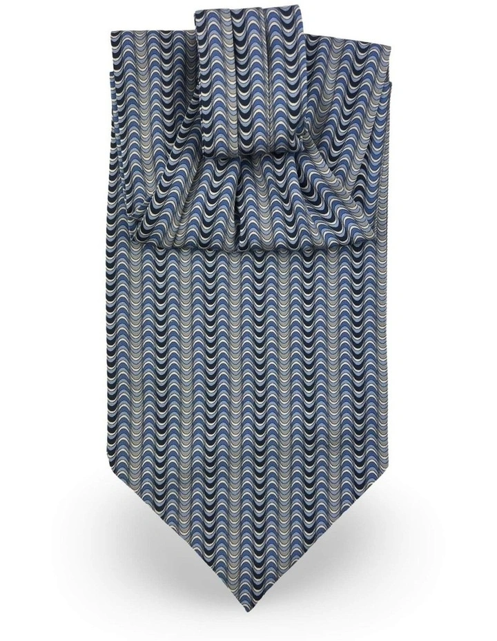 Livorno Pattern Print Ascot Tie in Blue