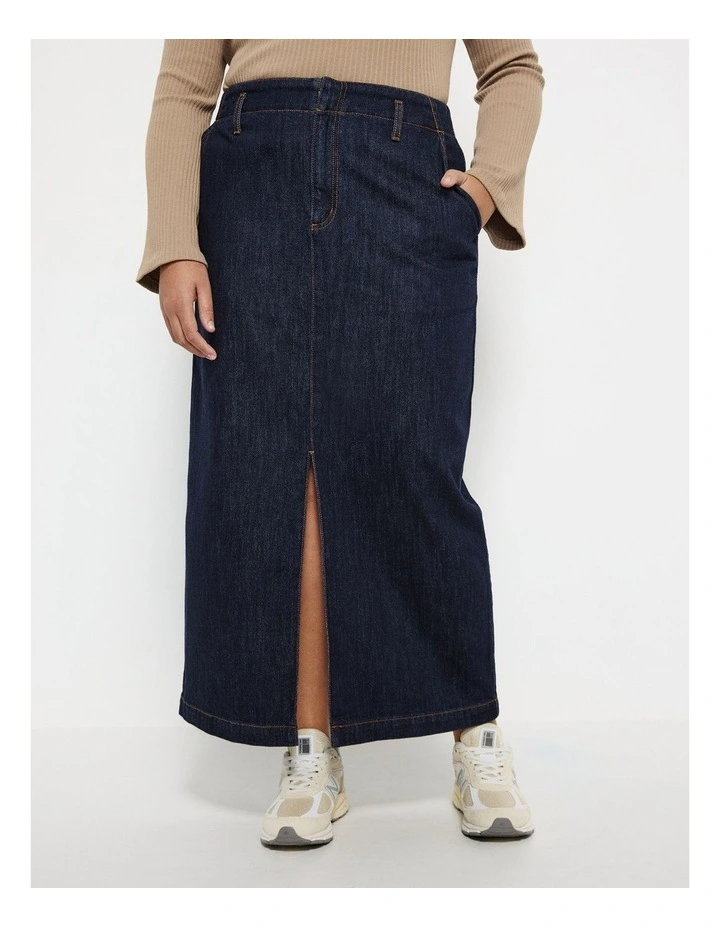 Raw Maxi Skirt in Denim