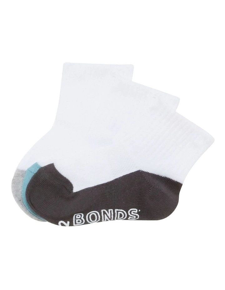 Logo Lightweight Quarter Crew Socks 3 Pack in Multi