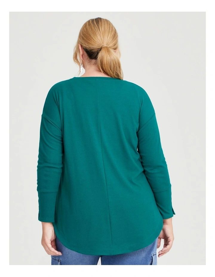 Rib Hi-lo Top in Eden Green