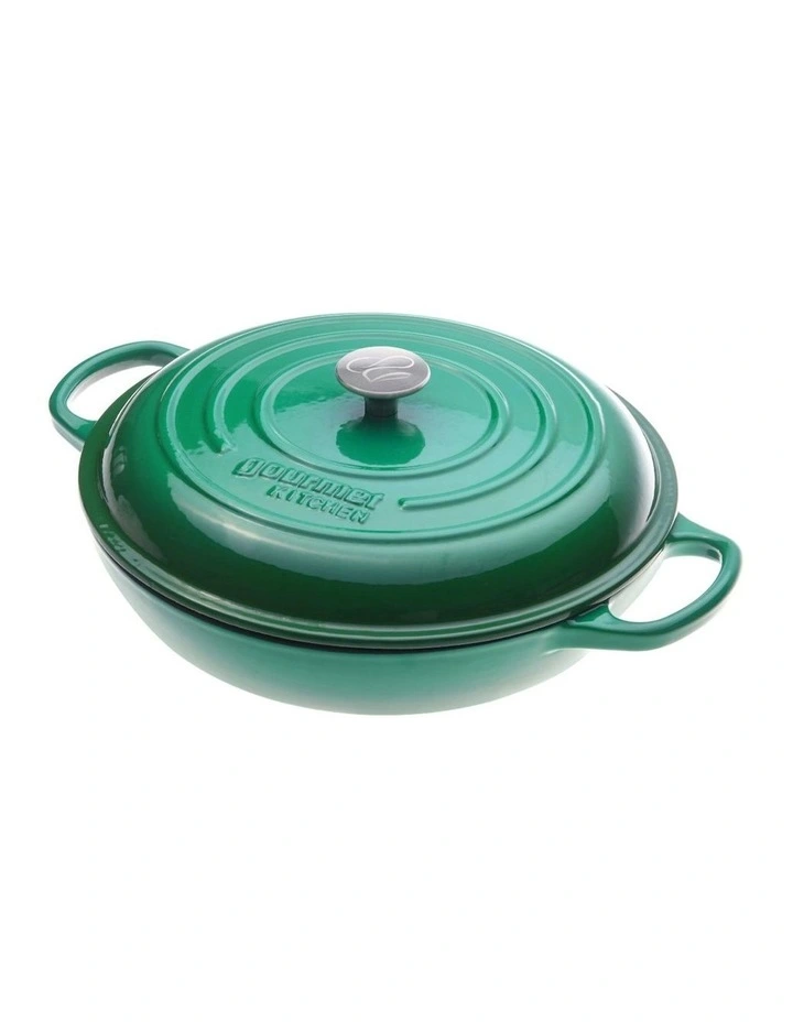Cast Iron Shallow Casserole 30cm in Eden Green
