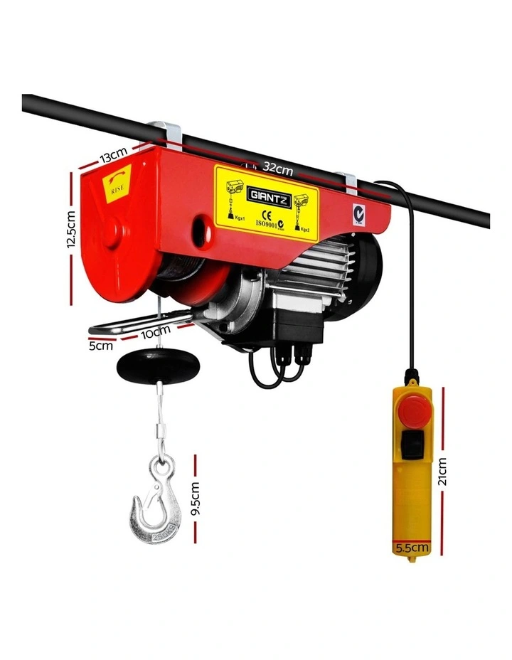 Giantz Electric Hoist Winch 125/250KG Rope Tool Remote Chain Lifting Cable 18M