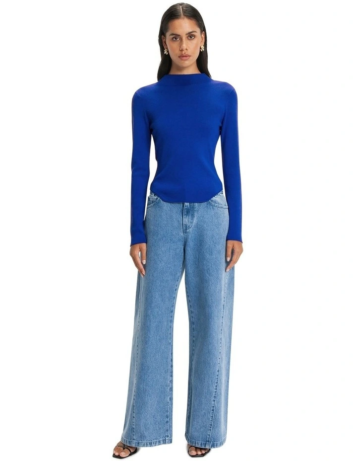 Corset Hem Knit in Bright Blue