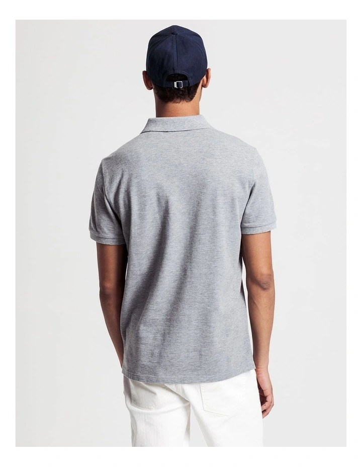 Solid Pique Rugger Polo in Grey Marle