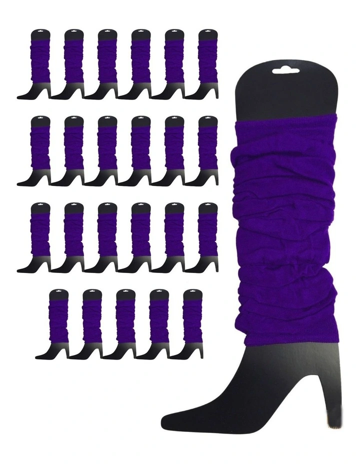 Knitted Leg Warmers 24-Pack in Purple