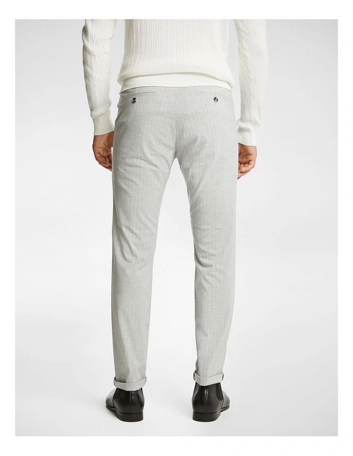 Capone Pinstripe Slim Chino in Light Grey