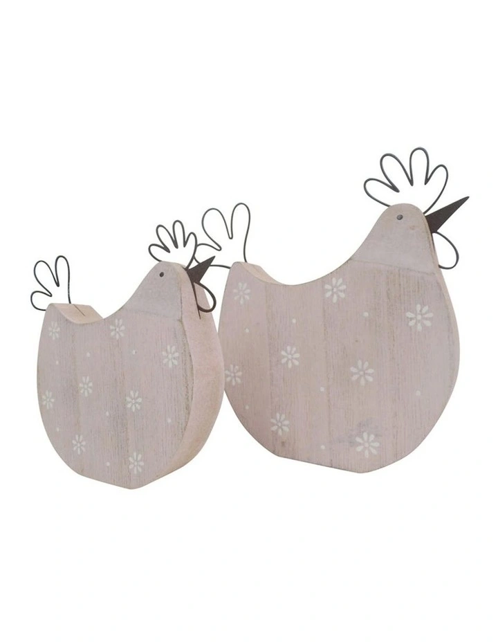Set of 2 Polka Dot Chook Ornaments in Pastel/Rust