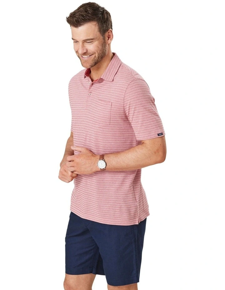 Smart Stripe Polo Shirt in Red