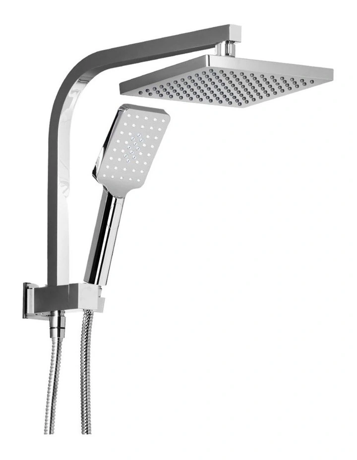 Rain Shower Head Set Handheld Square High Pressure Chrome 8"