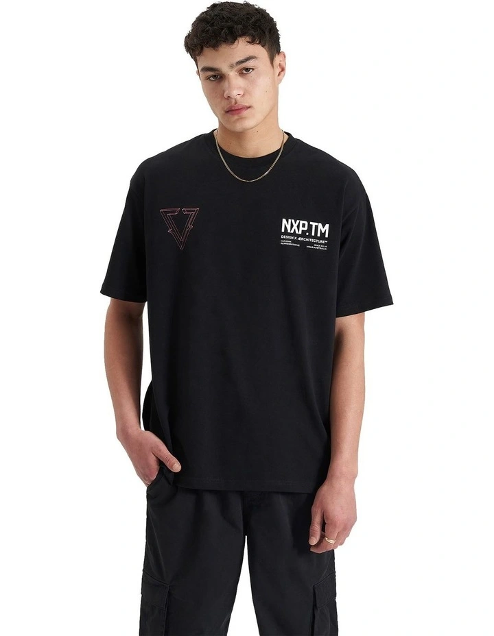 Pantheon Heavy Box Fit Tee in Jet Black