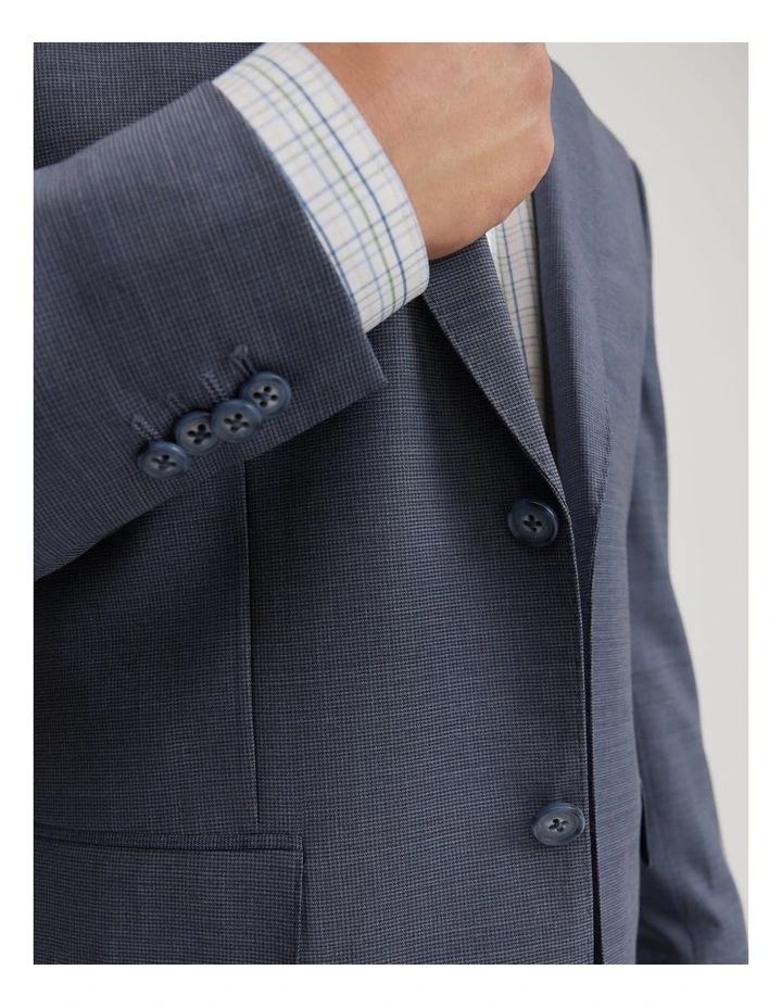 Slim Fit Puppytooth Travel Jacket in Blue