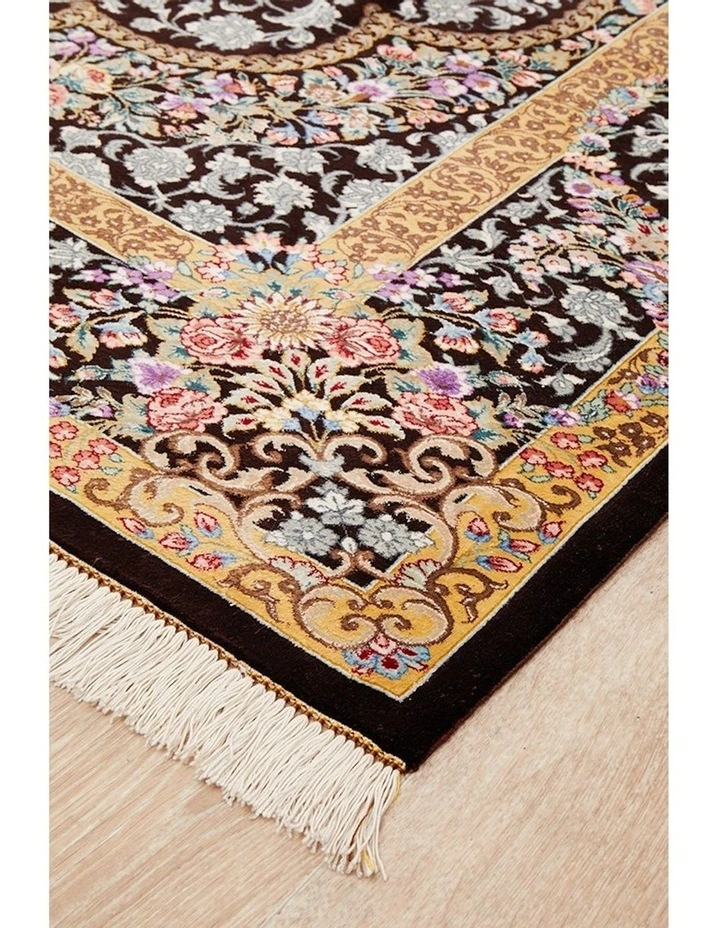 Handknotted Pure Silk Persian Qum Rug 195X140cm