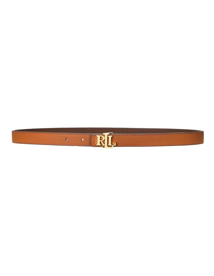 Logo Reversible Leather Skinny Belt in Brown