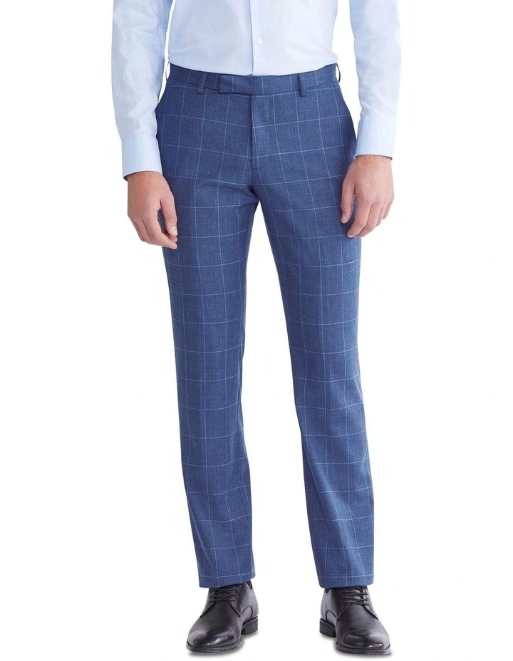 Window Pane Check Tailored Suit Pant in Blue