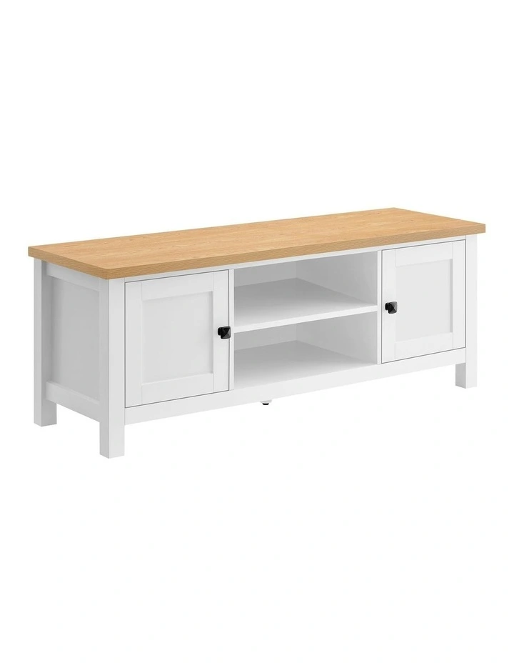 Sarantino Gio TV Stand in White/Natural