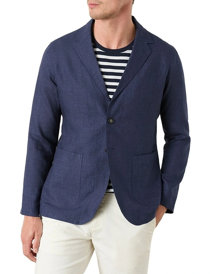 Dalton Linen Shirt Jacket in Navy