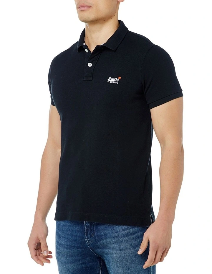 Classic Pique Short Sleeve Polo in Black