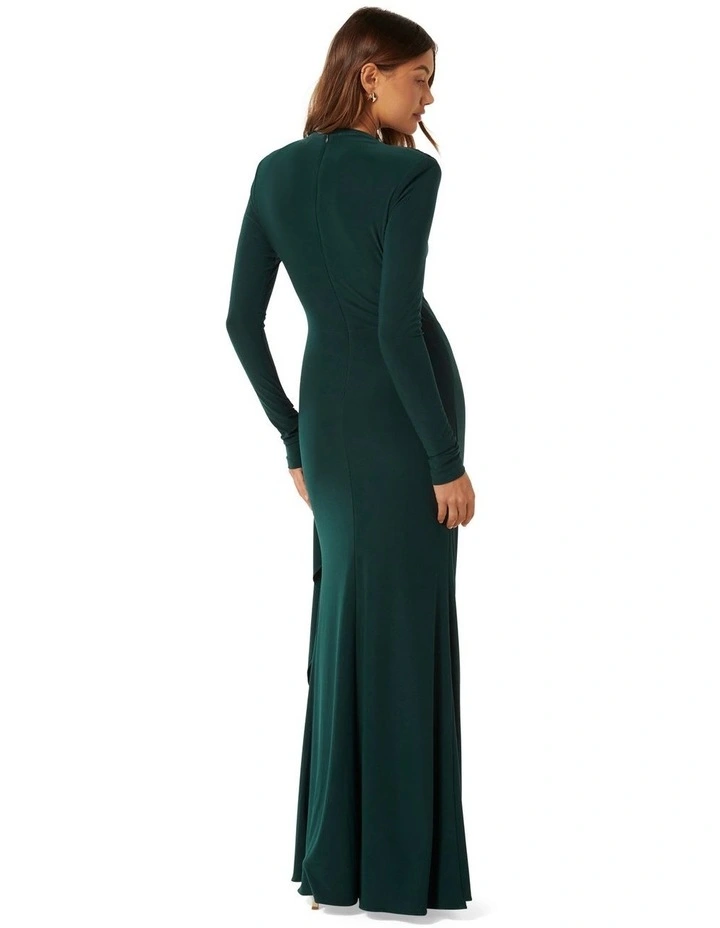 Audrey Long Sleeves Maxi Dress in Green