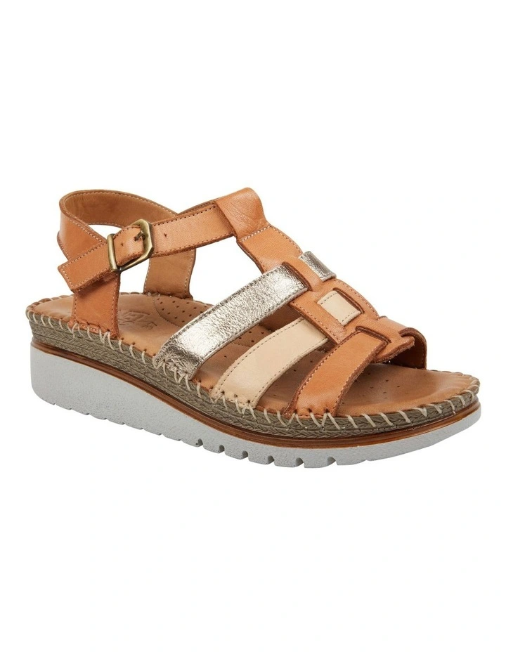 Binge Leather Sandal in Tan Combo