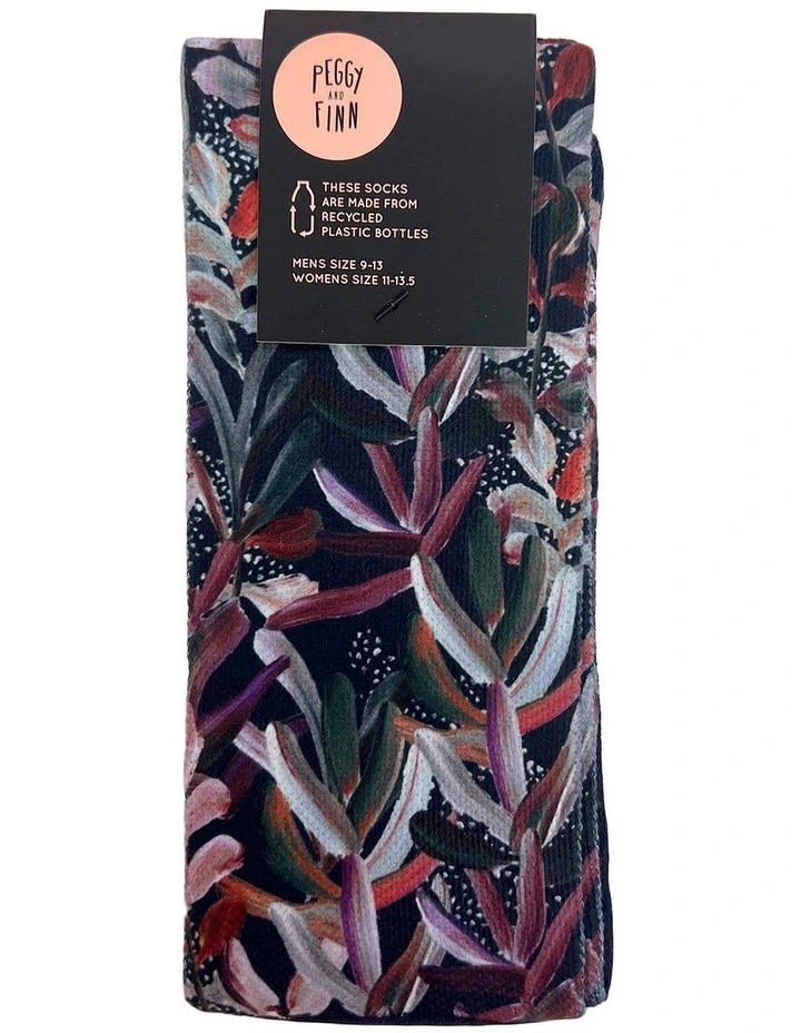Recycled Polyester Protea Socks in Navy